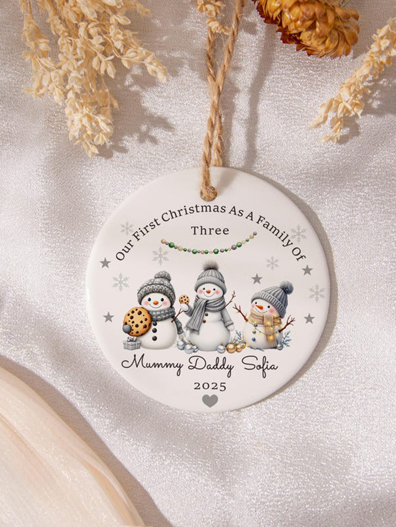 Personalized Snowman Family Christmas Ornament